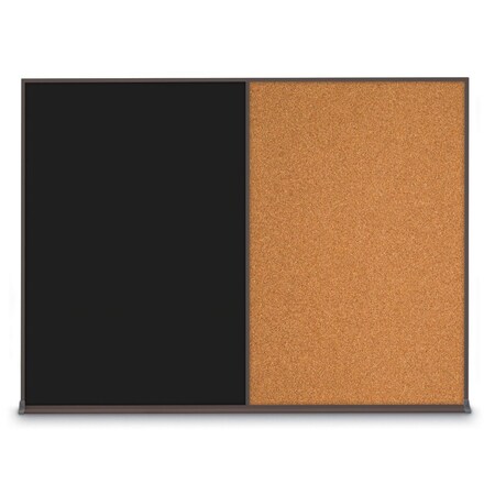 United Visual Products Triple Door Radius Corkboard, 72"X36", W UV8005-WHITE-DRKSPR